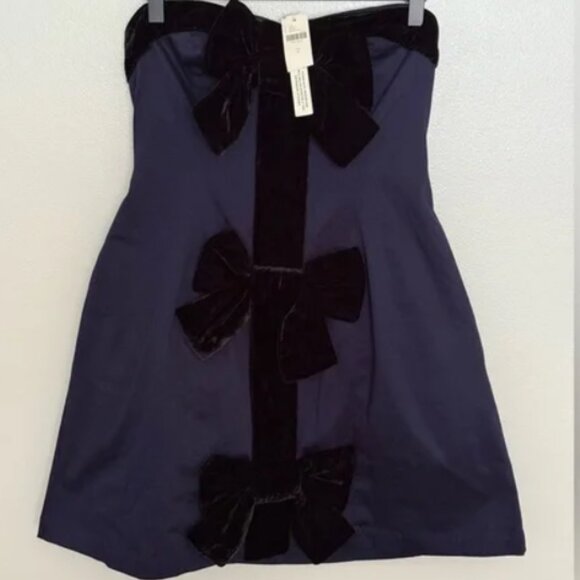 Brand New Maeve Strapless Bow Velvet Mini Dress - Picture 7 of 8